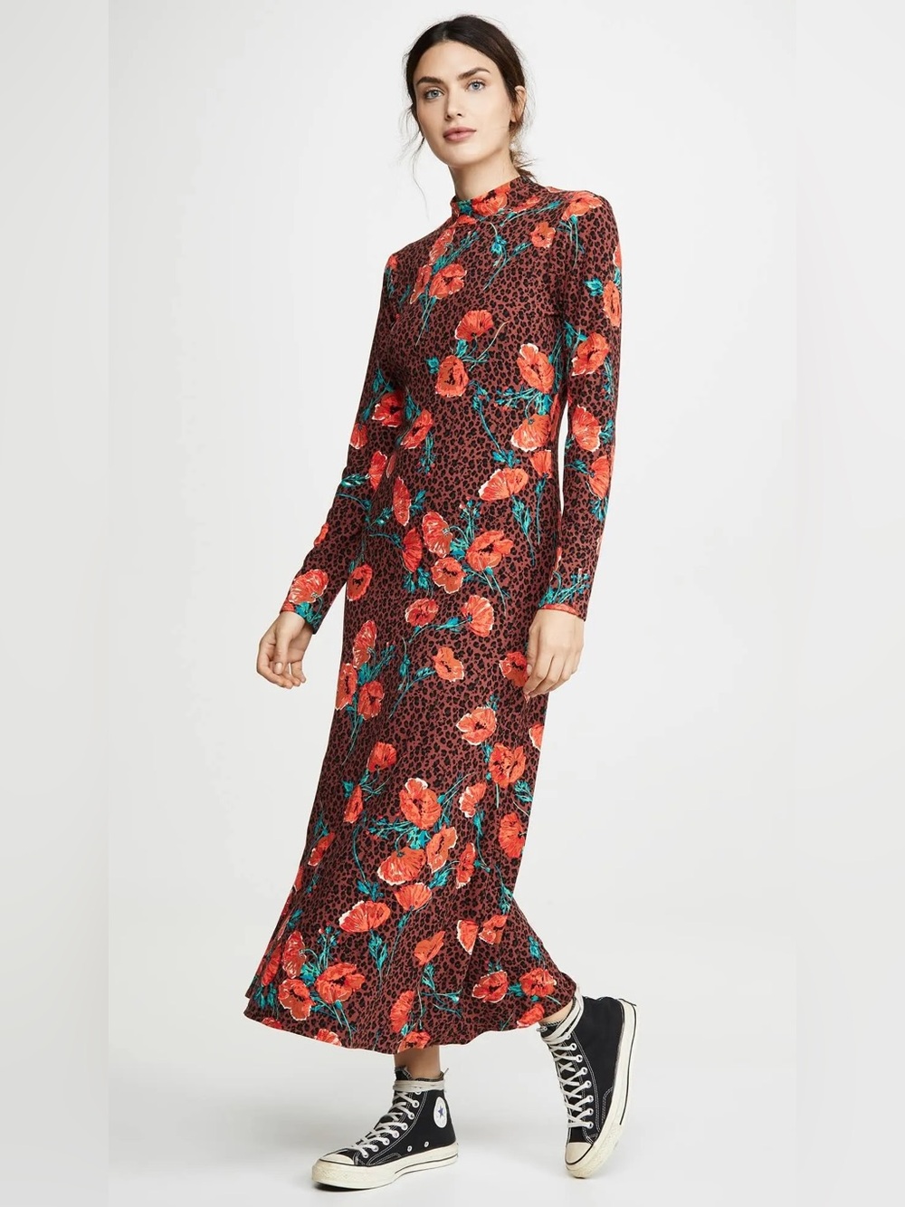 Free People Retro Romance Mixed Print Long Sleeve Dress